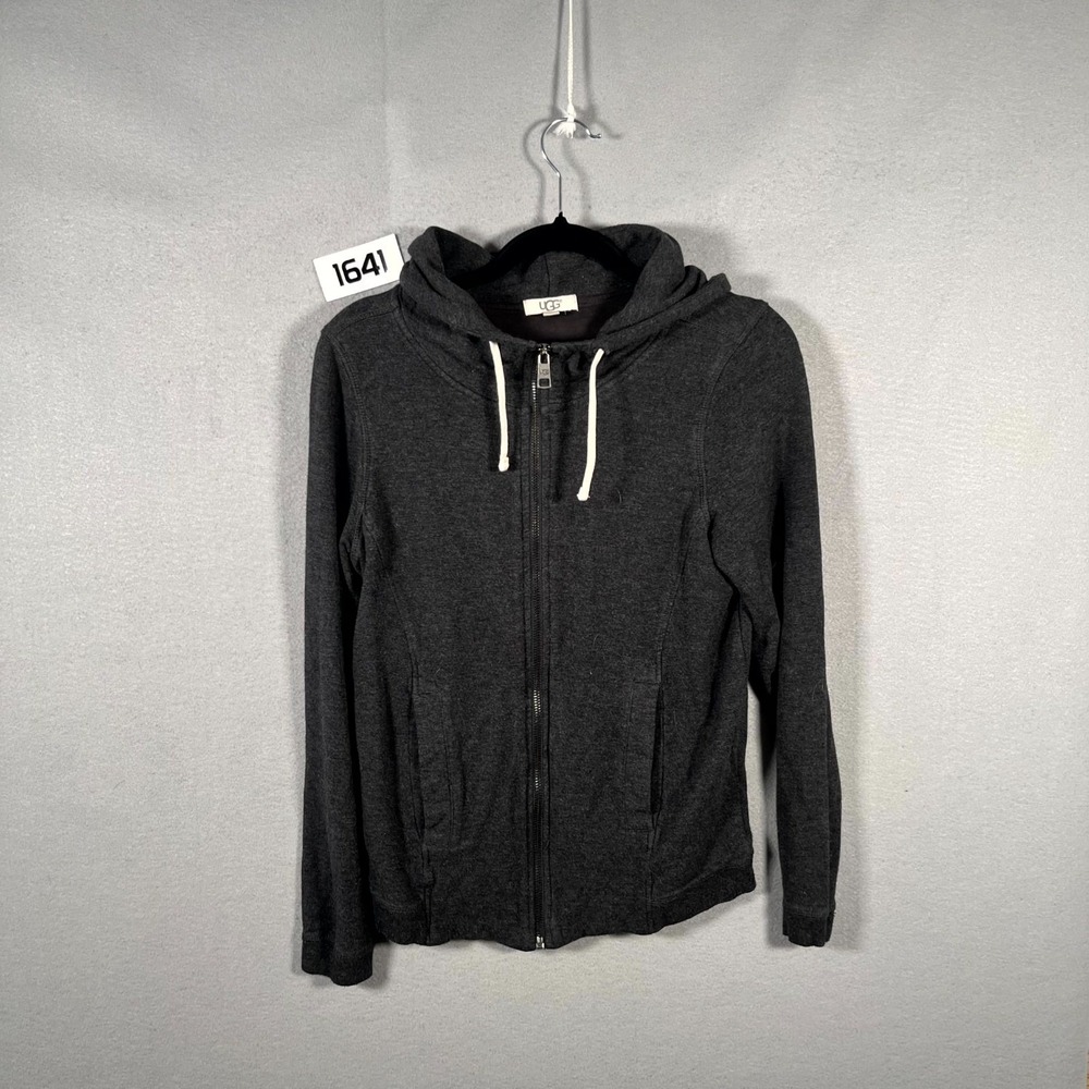 UGG Jacket Womens Small Charcoal‎ Gray Rayon Stretch Full Zip Hooded Long Sleeve